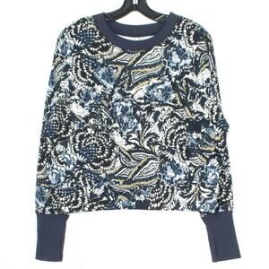 NWT Joie Sweatshirt Caleigh Boho Retro Whimsical Paisley Floral Blue Size Medium